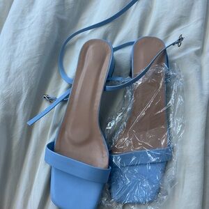 Elegant Blue Women's kitten strappy heal